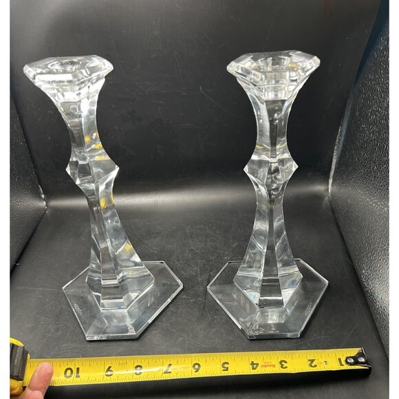 Vintage Val St Lambert Candlesticks VAS70 Pair 9.5 inches Cut Crystal GIFTWARE - Picture 12 of 13